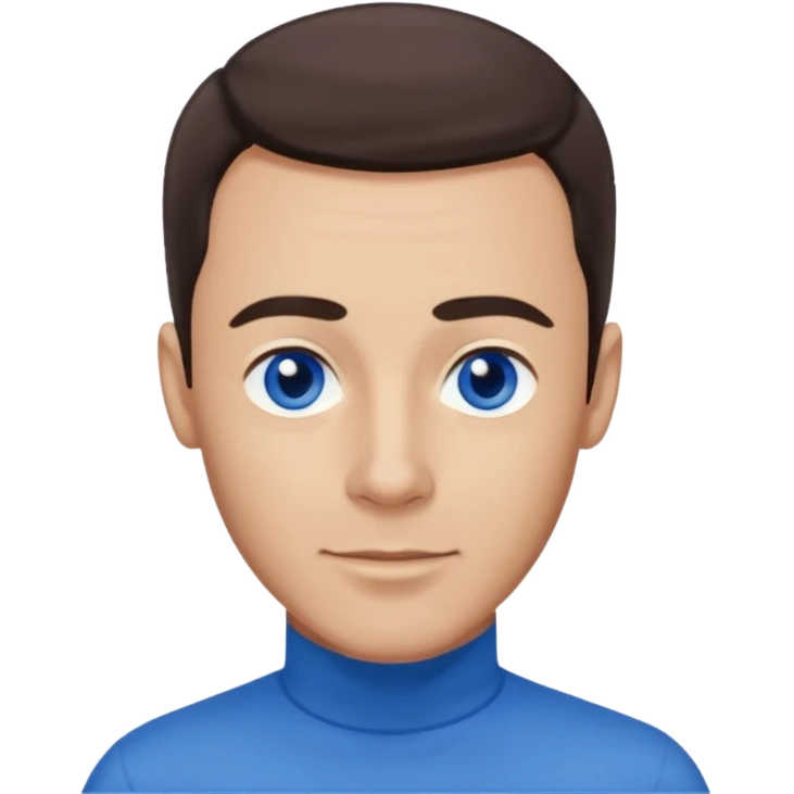 Anthony Wiggle of The Wiggles with light skin, dark brown hair, blue eyes, blue skivvy shirt emoji