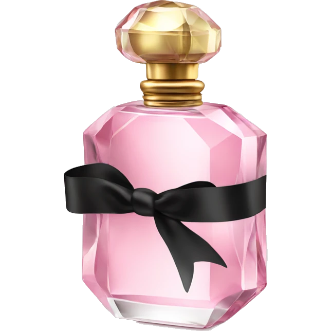 light pink crystal perfume bottle with black ribbon display emoji