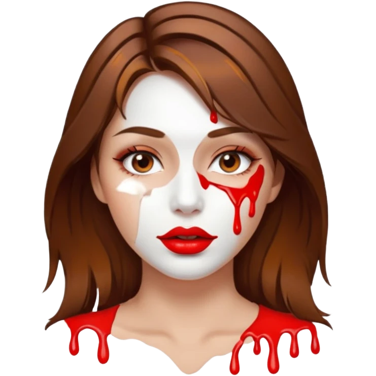 Brown Hair Woman , white paint , drip, face, hot  Sexy, lips emoji