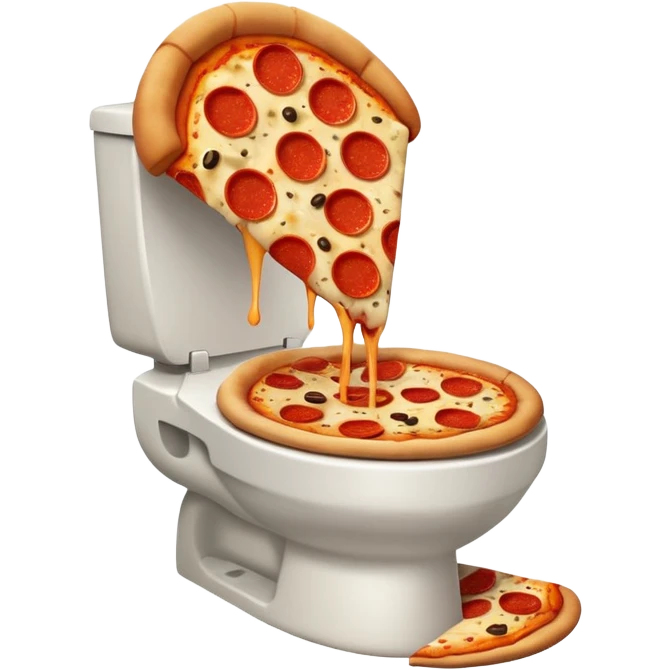 A pizza doing poop in toilet  emoji