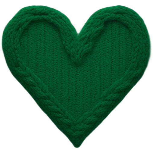 Knitted pattern in the shape of a heart and color is dark green emoji