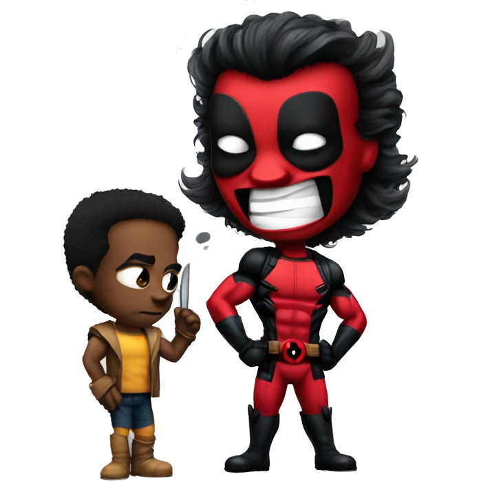Deadpool acting sassy with Wolverine emoji