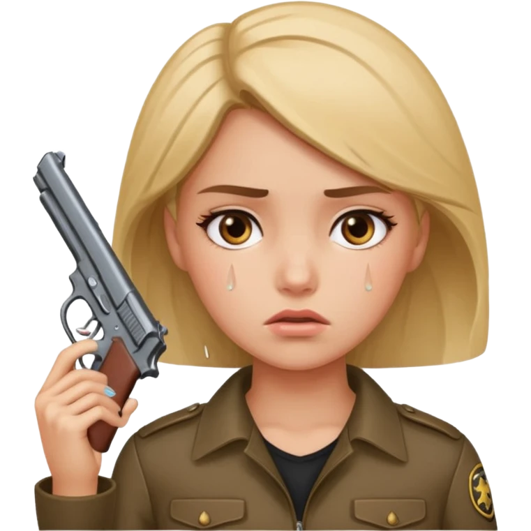Girl holding a gun hand to head emoji