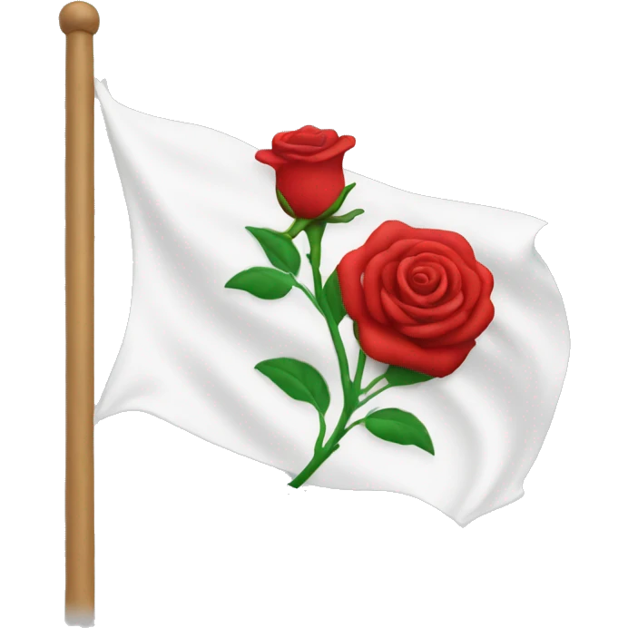 emoji white flag with red rose on the center emoji