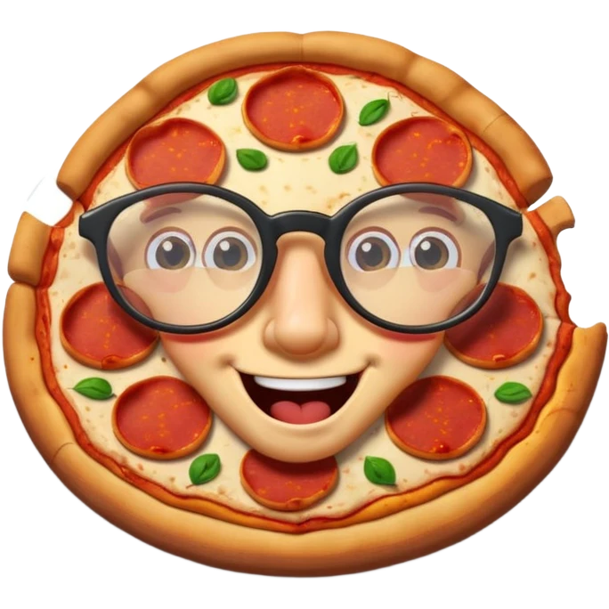 talking pizza face with glassess emoji