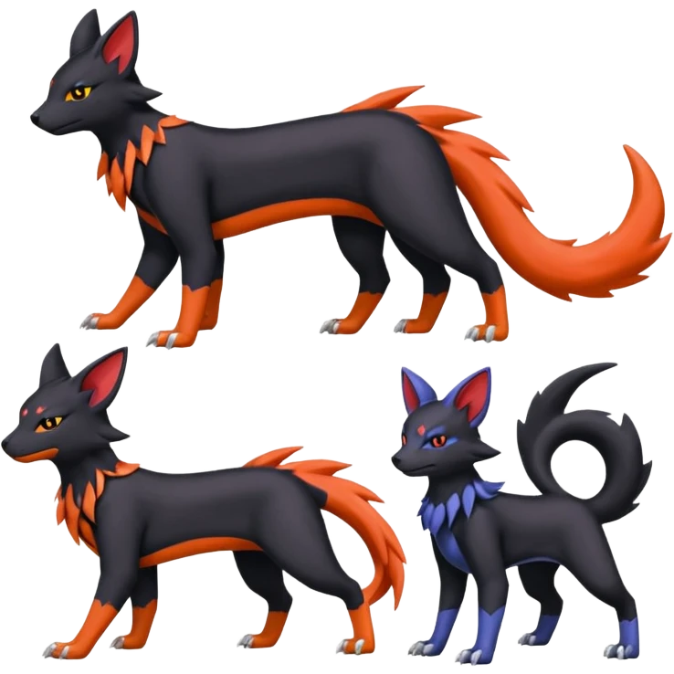 
Houndour-Torracat-Zorua-Salandit-Noibat-Flareon-Fakémon-Digimon-fusion (full body) emoji