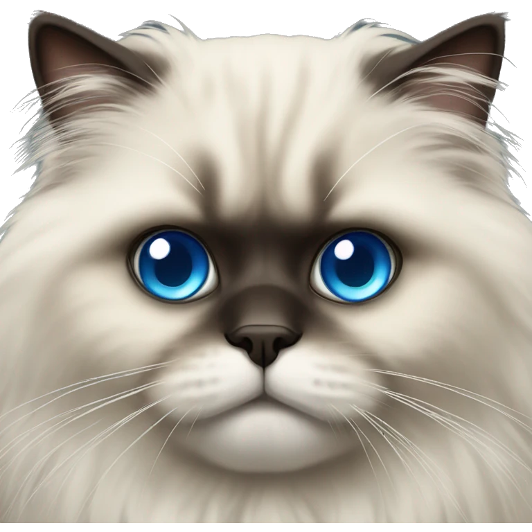 Fluffy himalayan cat with big blue eyes emoji