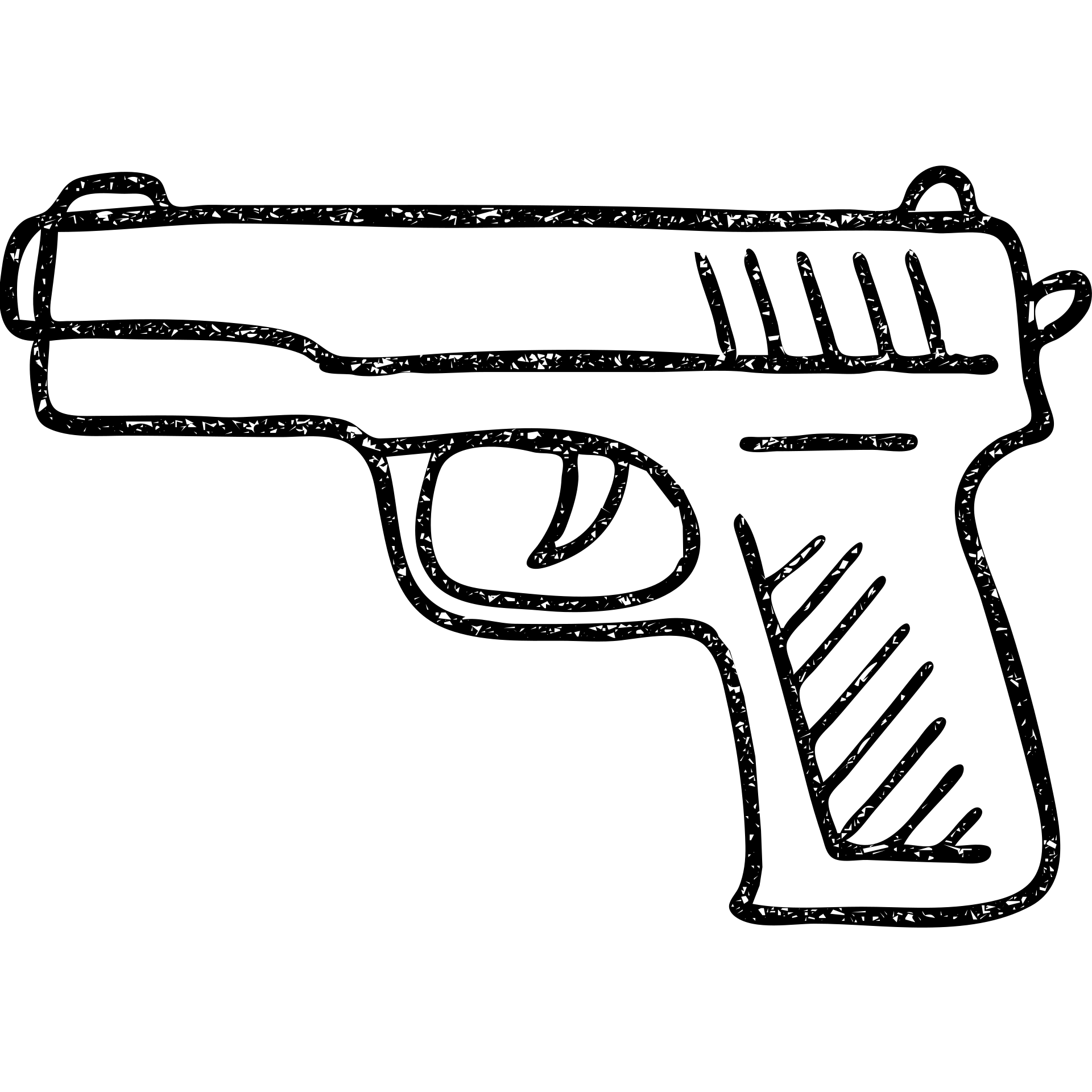 hand-drawn outlined gun icon, sketchy look emoji