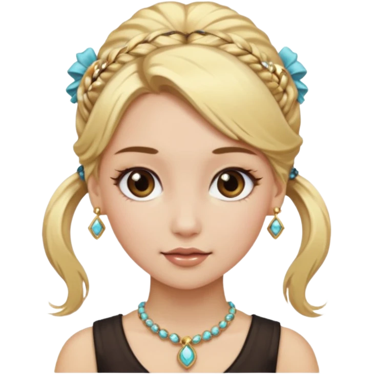 fancy blonde hair girl with ponytails brown makeup and jewellery emoji