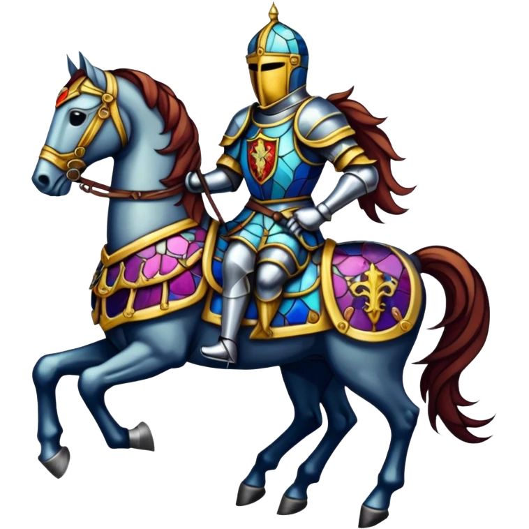 a horse knight in stained glass style emoji