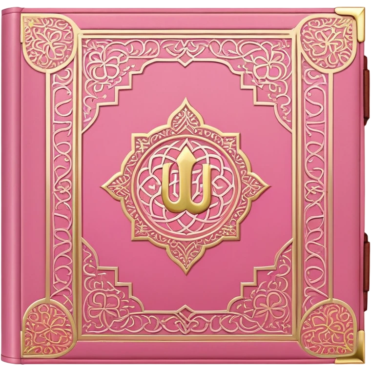 Pink Quran, Muslim holy book with decorative gold embellishments emoji