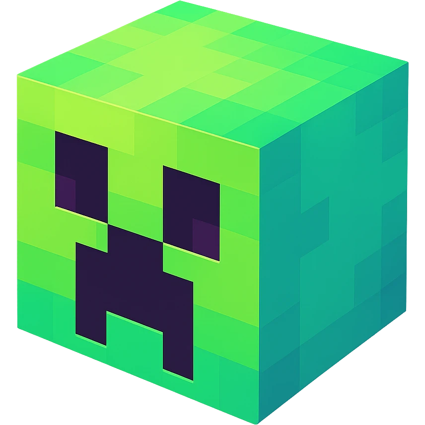 Green minecraft face emoji