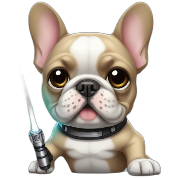 french bulldog with lightsaber emoji