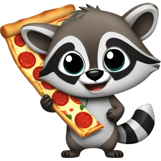 Raccoon holding pizza emoji