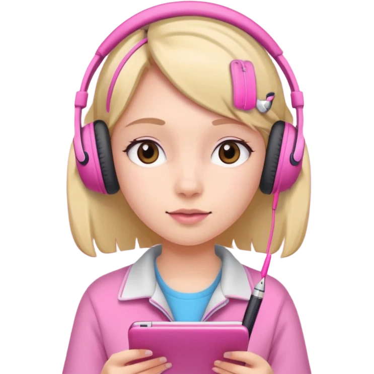 girl taking notes in pink thones emoji