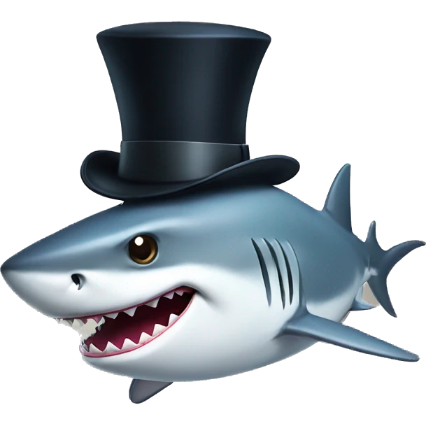 Shark with a top hat emoji
