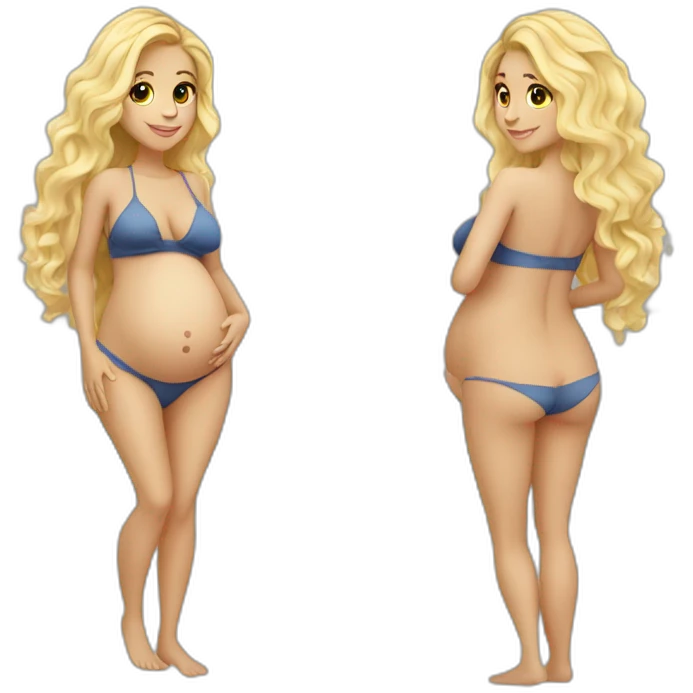 adorable pregnant blond full body women with beach-wave-hair emoji