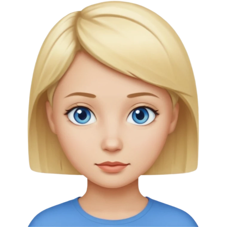 Mujer pelo rubio y muy corto ojos azules cara redonda emoji