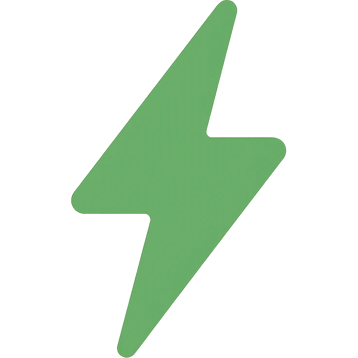 green lightning bolt, clean and bold, suitable for an icon emoji