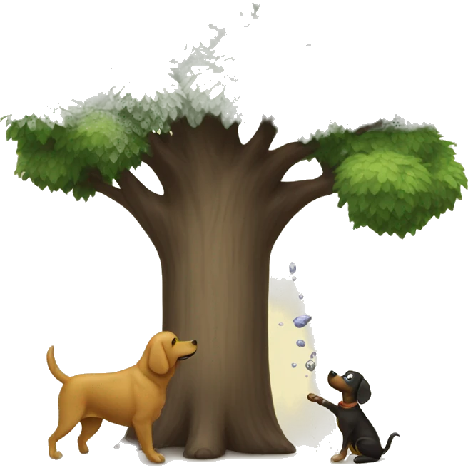 Tree releases sap onto dog.  emoji
