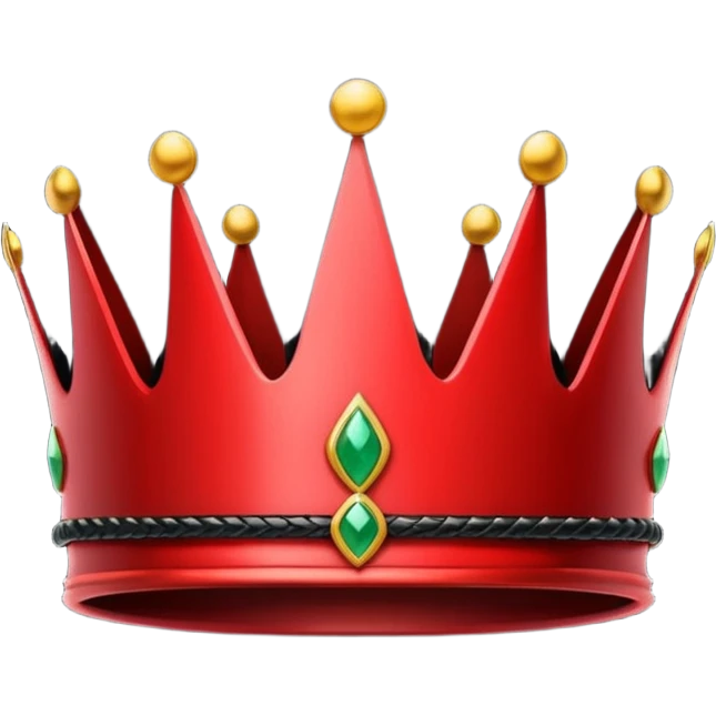 sleek minimalist crown icon, black and red, sharp edges, serpent coiled around crown, modern, clean lines, high contrast, flat design, emoji style emoji
