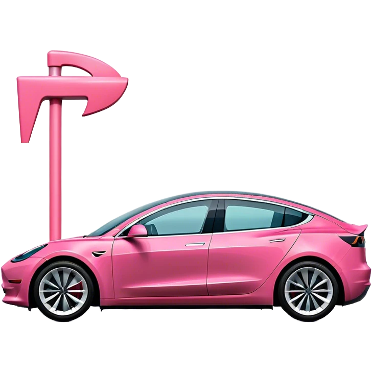 intensive Pink color Tesla model 3 SIDE VIEW  emoji