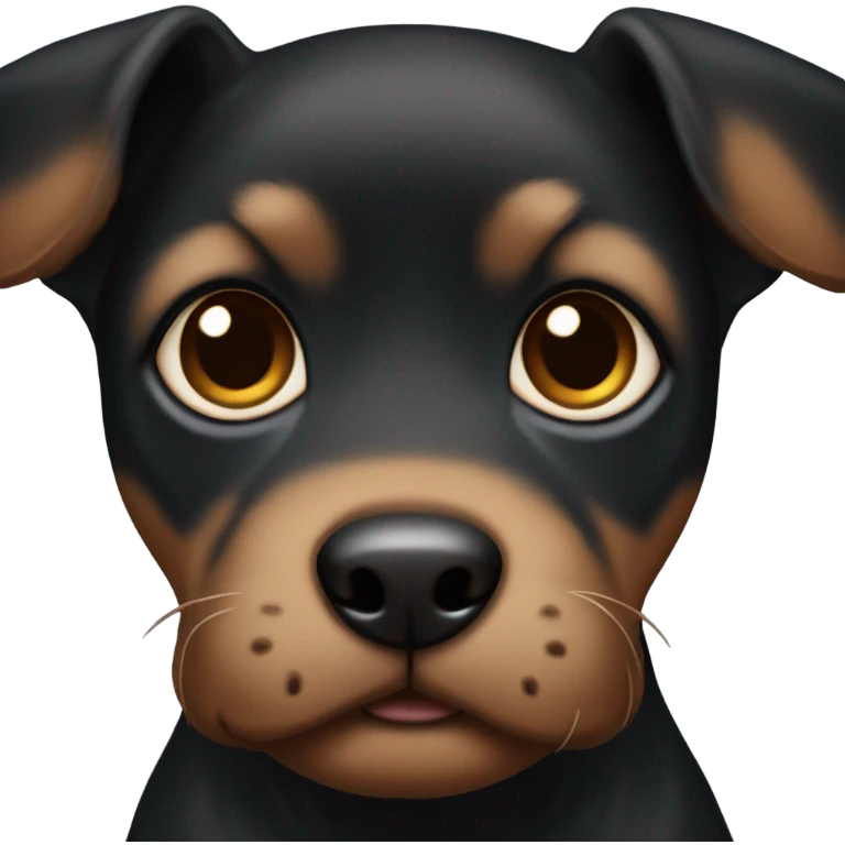 Black puppy with brow touch on the eyeborws emoji