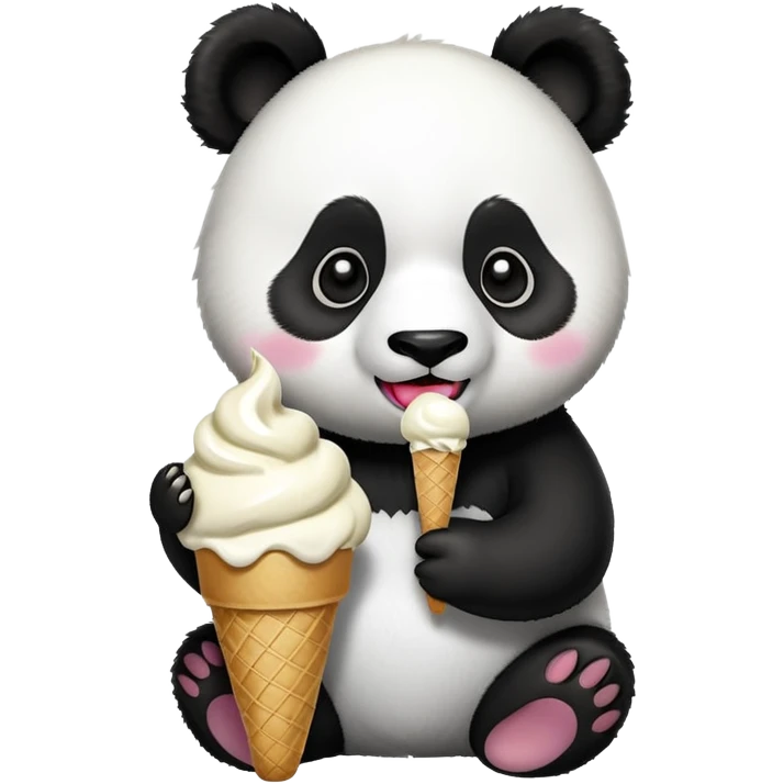 Panda eating ice cream emoji