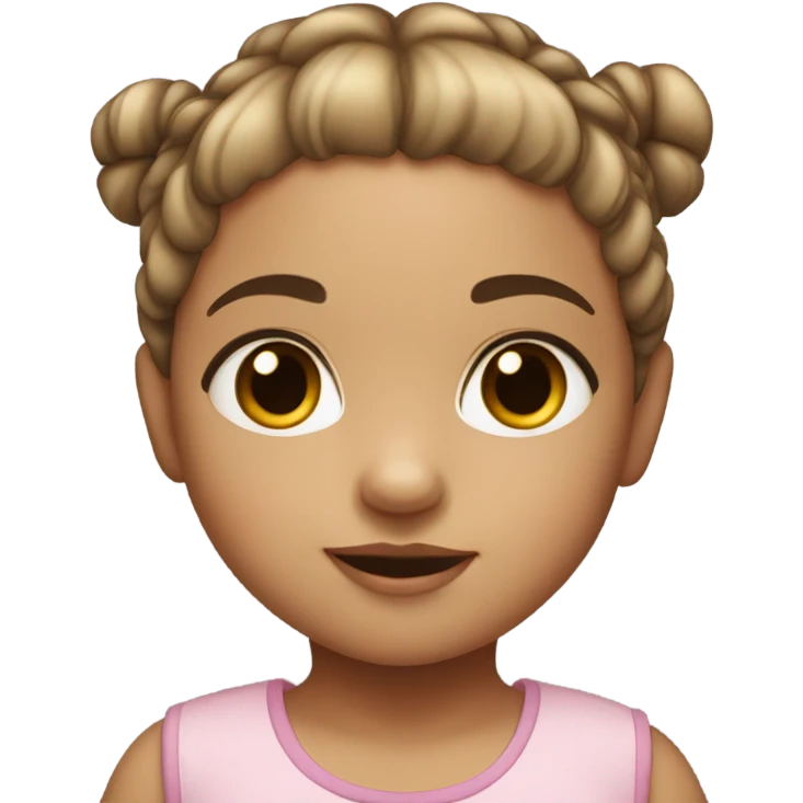white toddler girl with brown straight pigtails and big black eyes  emoji