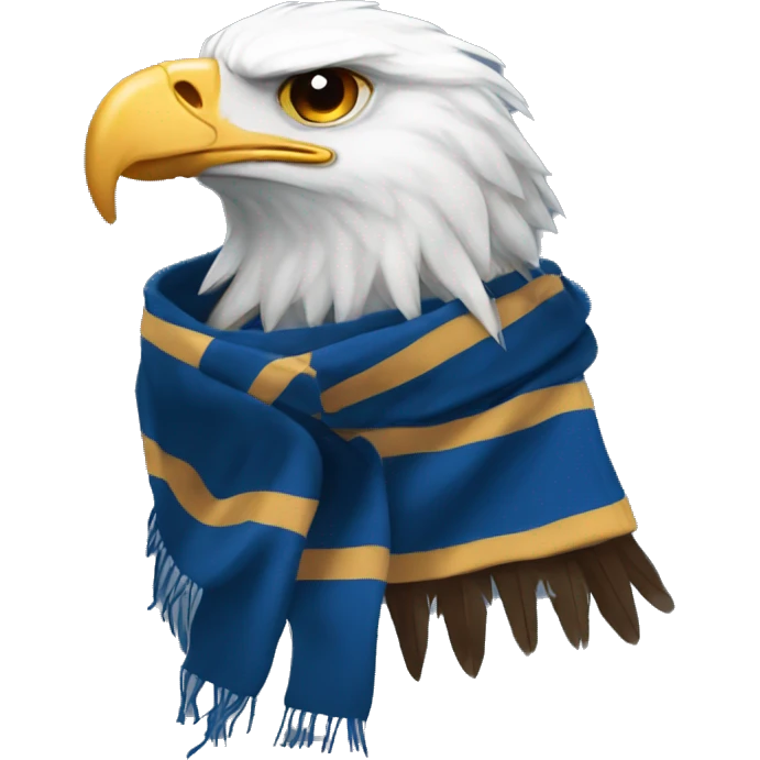 eagle head with a striped ravenclaw hogwarts winter scarf emoji