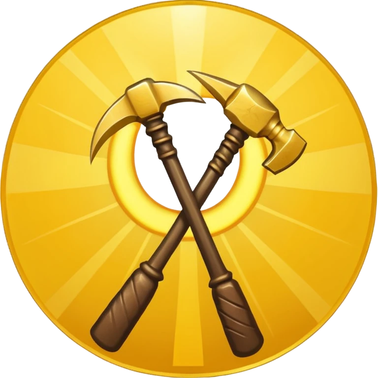 The Sickle and the Hammer are crossed, and behind them are the rays of the sun emoji