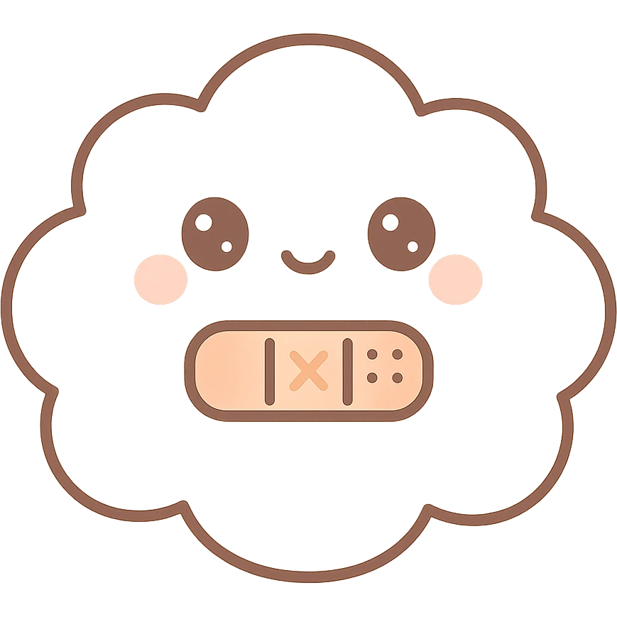 bandage, fluffy, cloud-like, puffy edges, kawaii style emoji