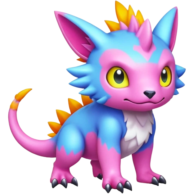lush pastel-bright-vibrant warm-colored modern colorful neon-colored Fakémon-Digimon-Fionbri-Trico-creature (full body) emoji