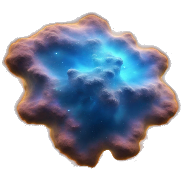 blue 3D highly detailed realistic nebula in cosmic outer space, depth of field, png cutout emoji