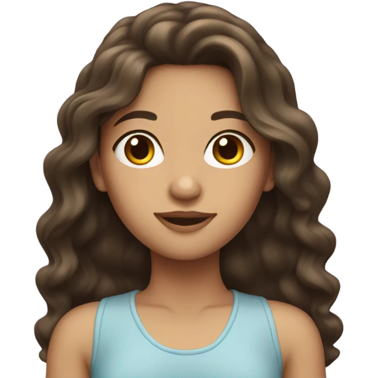 Brunette girl with long wavy hair  emoji
