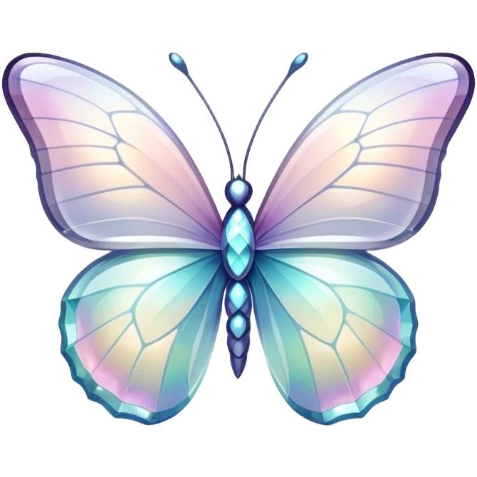 Pastel white iridescent glass crystal butterfly emoji