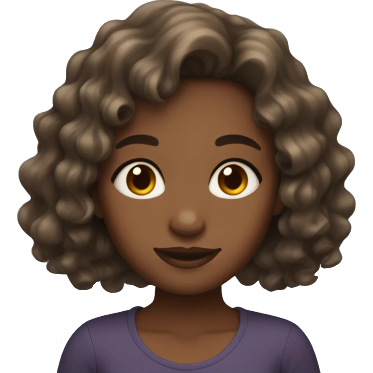 Girl with brown skin and wavy hair emoji