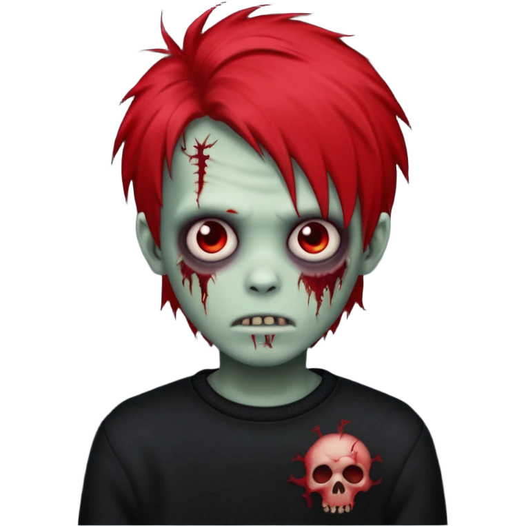 emo zombie boy largue hair red with black sweater  emoji
