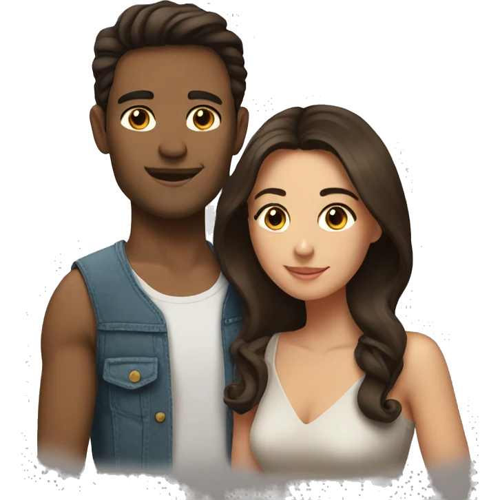 Brunette lovely couple emoji