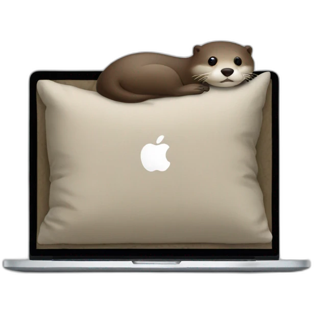 otter using a macbook with its back against a pillow emoji