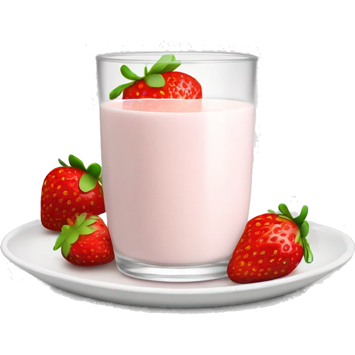 hot strawberry milk in a white glass with a small plate underneath emoji