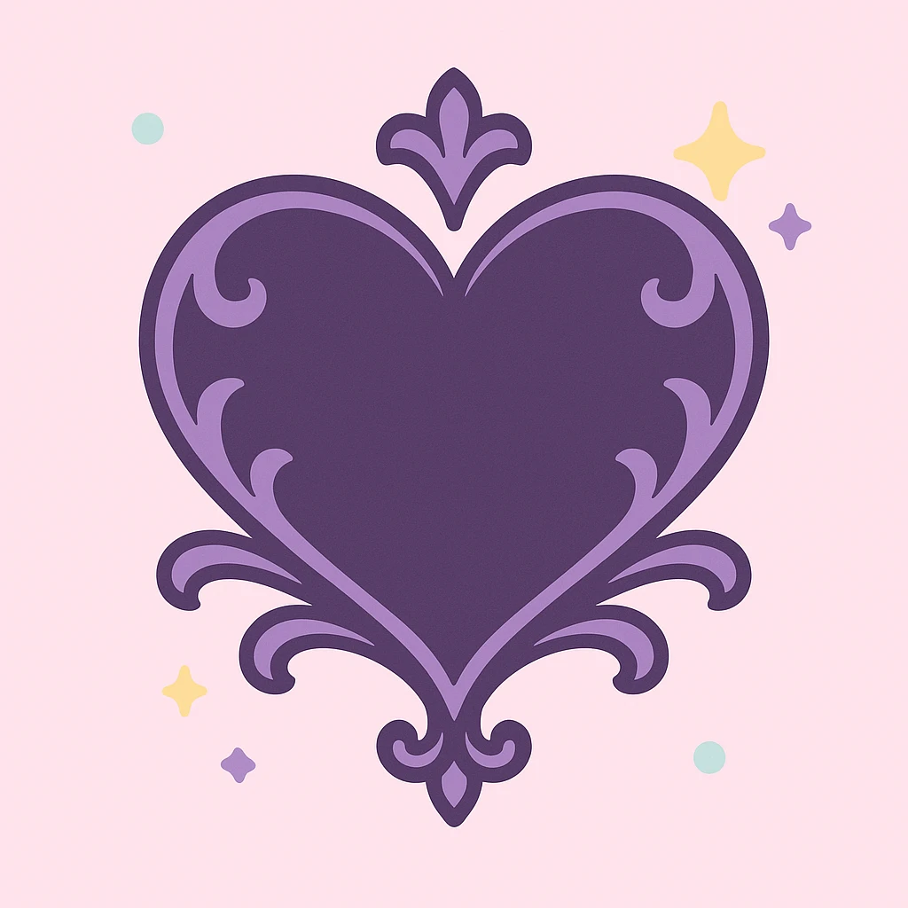 gothic heart with cute sparkles, kawaii style, ornate, dark, elegant emoji