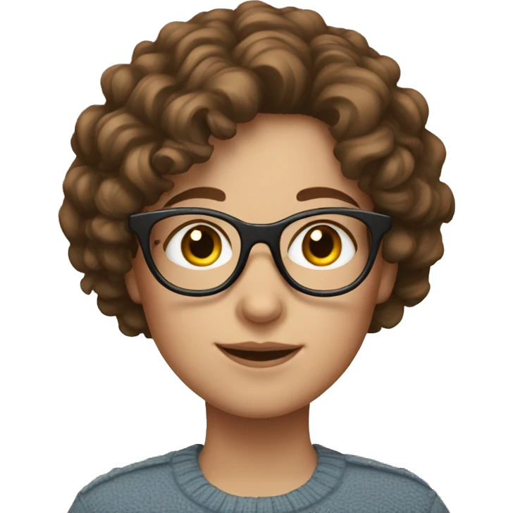 white girl with short brown curly hair and glasses emoji