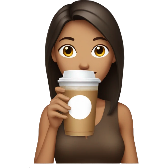 Brunette woman with iced coffee emoji