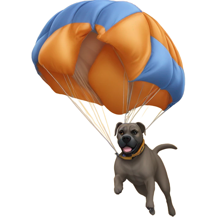 An orange-colored Cane Corso gliding from a parachute. emoji