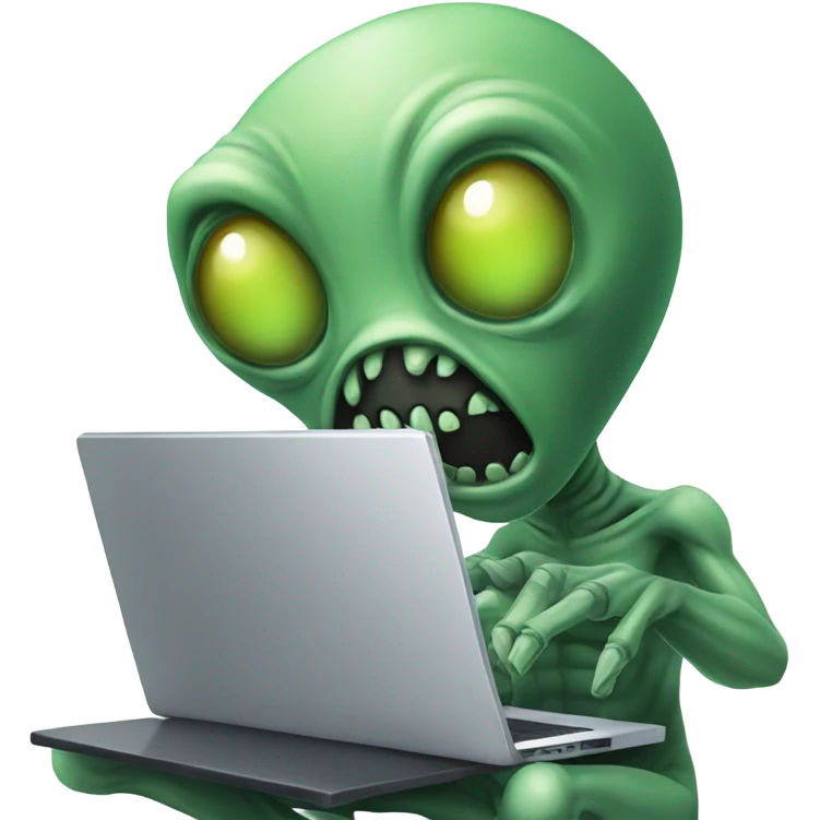 Alien typing on laptop emoji