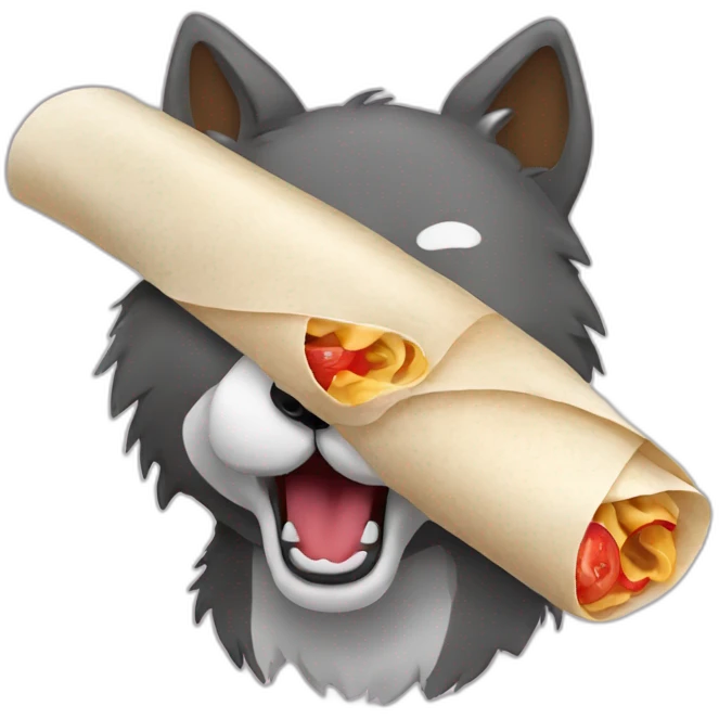 Wolf eating wrap emoji