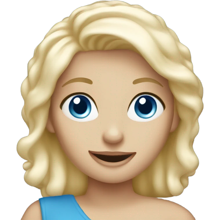 blue eyed blonde lady waving emoji