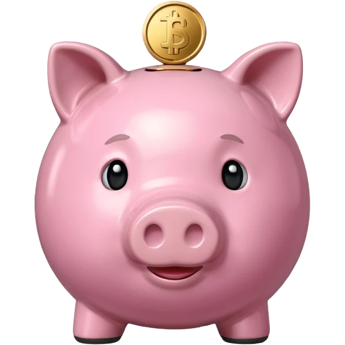 piggy bank with a coin above it emoji
