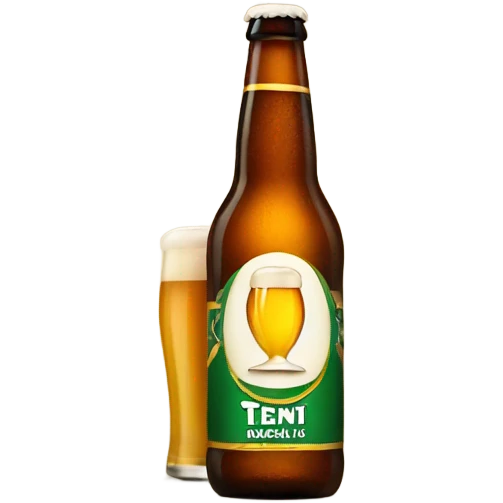 A beer bottle holding a beer emoji